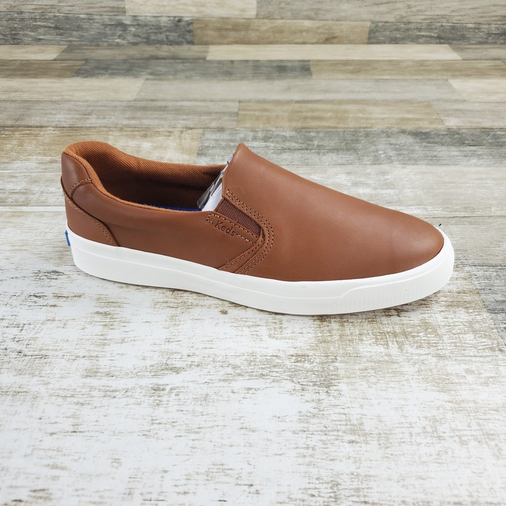 Keds Pursuit Womens Shoes Sz 7.5 M Running Cognac Brown Leather Slip On Sneakers